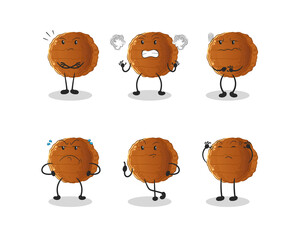 burger meat angry group character. cartoon mascot vector