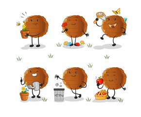 burger meat save the earth group. cartoon mascot