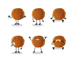 burger meat sad group character. cartoon mascot vector