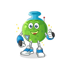 chemical tube robot character. cartoon mascot vector