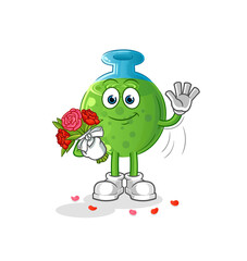 chemical tube with bouquet mascot. cartoon vector