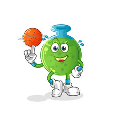 Obraz premium chemical tube playing basket ball mascot. cartoon vector