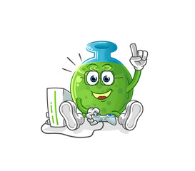 chemical tube playing video games. cartoon character