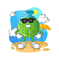 chemical tube sunbathing in summer. character vector
