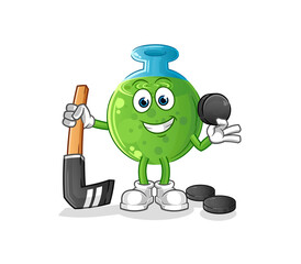 chemical tube playing hockey vector. cartoon character