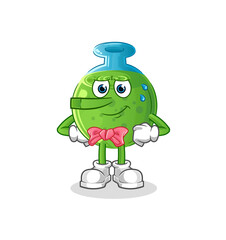 chemical tube lie like Pinocchio character. cartoon mascot vector