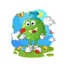 chemical tube pick flowers in spring. character vector