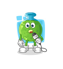 chemical tube tv reporter cartoon. cartoon mascot vector