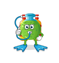 chemical tube diver cartoon. cartoon mascot vector