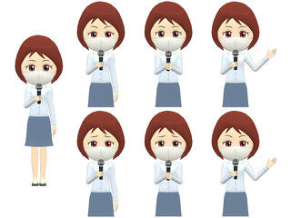 Fototapeta premium [Microphone A] Woman shirts bob haircut front