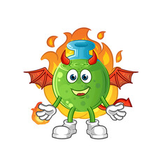 chemical tube demon with wings character. cartoon mascot vector