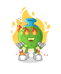 chemical tube on fire mascot. cartoon vector
