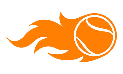 Vector illustration of tennis ball with simple flame shape. Ideal for sticker, decal, sport logo and any kind of decoration.