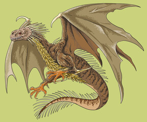 Drawing Dragoneus, monster characthers,plying, dangerous, art.illustration, vector