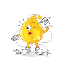 oil with paper plane character. cartoon mascot vector