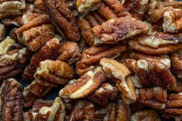 Pecan nuts close up
