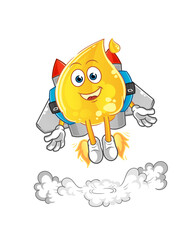 oil with jetpack mascot. cartoon vector