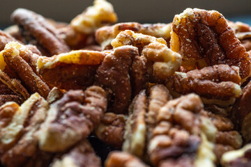 Pecan nuts close up