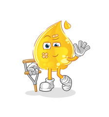 oil sick with limping stick. cartoon mascot vector
