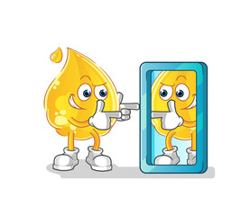 oil looking into mirror cartoon. cartoon mascot vector