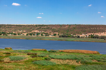 Fototapeta na wymiar Countryside panorama with river . Nature reserve landscape