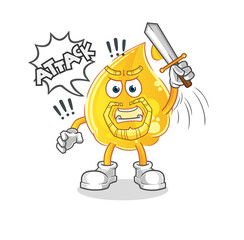 oil knights attack with sword. cartoon mascot vector