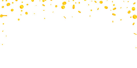 Swiss franc coins falling. Impressive scattered CHF coins. Switzerland money. Excellent jackpot, wealth or success concept. Vector illustration.