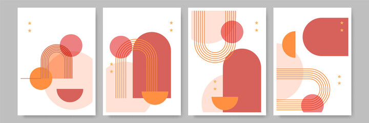 Simple abstract colorful Flat Boho Geometric Neutral Color design Poster