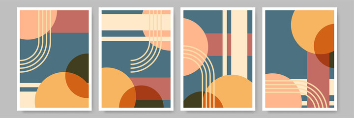 Simple abstract colorful Flat Boho Geometric Neutral Color design Poster