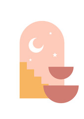 Modern minimalist abstract aesthetic boho poster illustrations. Bohemian style wall decor. Contemporary artistic posters. Trendy mid century art, boho home decor, wall art.