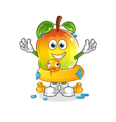mango with duck buoy cartoon. cartoon mascot vector