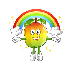 mango with a rainbow. cartoon vector