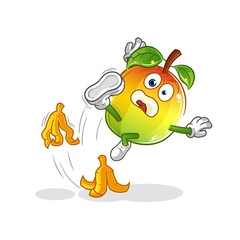 Obraz premium mango slipped on banana. cartoon mascot vector