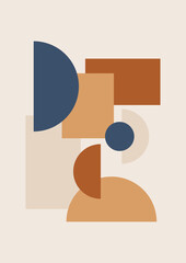 Unique shape colorful Flat Boho Geometric Neutral Color design Poster