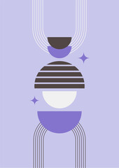 Unique shape purple colorful Flat Boho Geometric Neutral Color design Poster