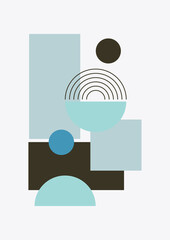 abstract shape clear blue colorful Flat Boho Geometric Neutral Color design Poster
