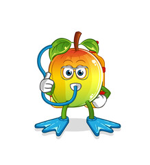 mango diver cartoon. cartoon mascot vector
