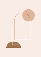 minimalis shape pink colorful Flat Boho Geometric Neutral Color design Poster