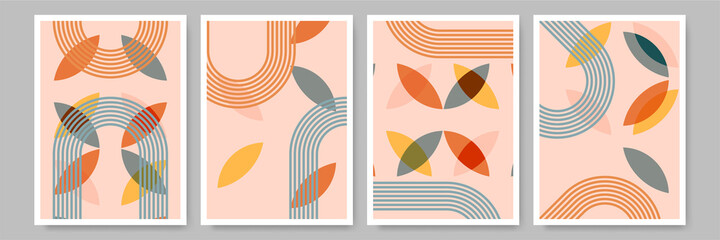 Simple leaf shape Flat Boho Geometric Neutral Color design Poster © SyahCreation