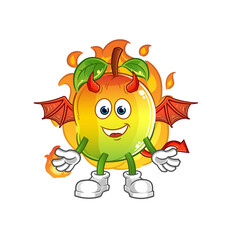 mango demon with wings character. cartoon mascot vector