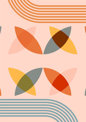 Fototapeta na wymiar Simple leaf shape Flat Boho Geometric Neutral Color design Poster