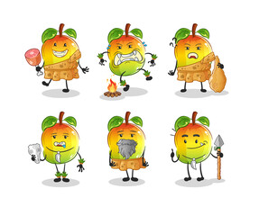 mango primitive man group character. mascot vector