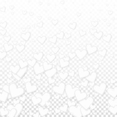 Fototapeta premium White heart love confettis. Valentine's day gradie