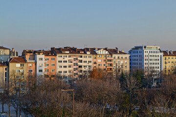 Fototapeta na wymiar Balcony view of Buildings in the center of Sofia, Bulgaria.