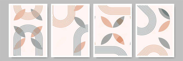 Simple leaf shape Flat Boho Geometric Neutral Color design Poster