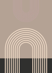 Simple line Flat Boho Geometric Neutral Color design Poster