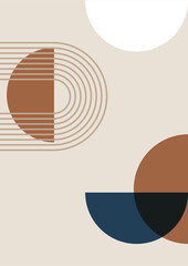 Circle abstract Flat Boho Geometric Neutral Color design Poster