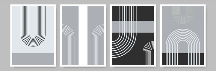 Simple line Flat Boho Geometric Neutral Color design Poster