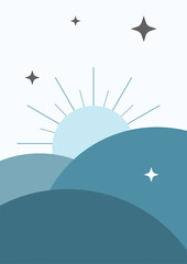 abstract sunset colorful Flat Boho Geometric Neutral Color design Poster