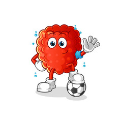 raspberry playing soccer illustration. character vector